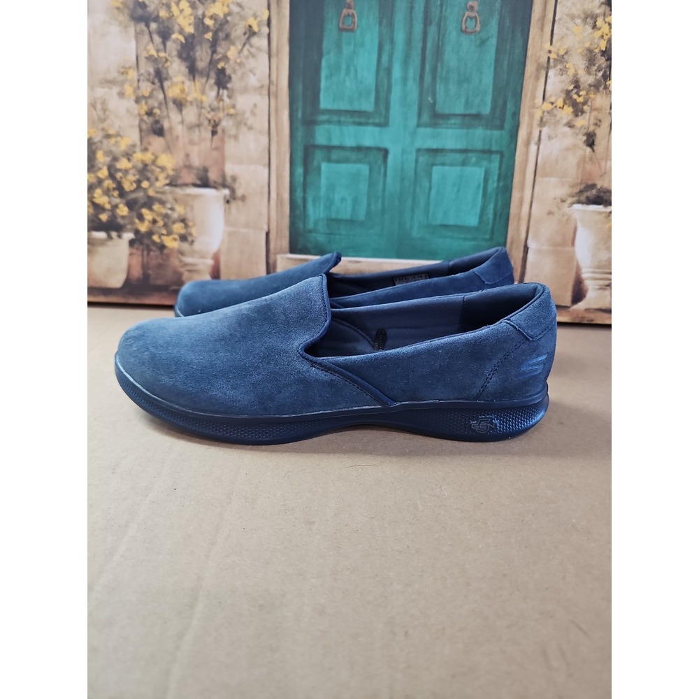 Skechers GOstep Lite Suede Slip-on Shoes, Size 8 Navy